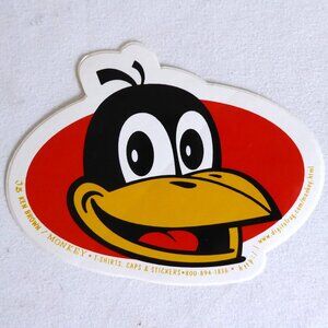 VINTAGE NEW 4.75” VINTAGE KEN BROWN SMILING CROW BLACK BIRD VINYL STICKER DECAL